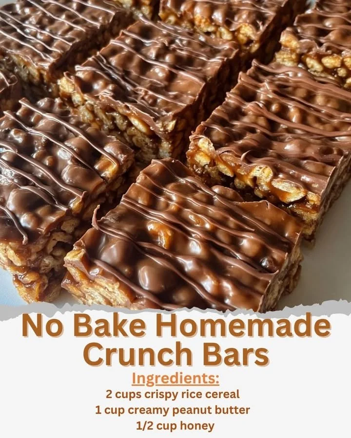 No Bake Homemade Crunch Bars ready to enjoy, perfect for sweet cravings.