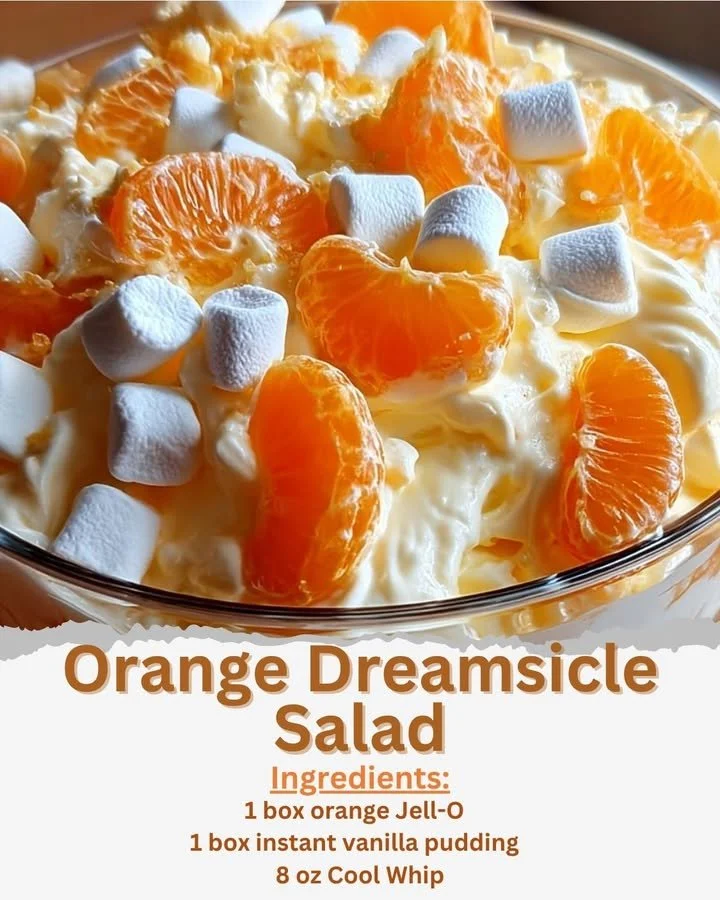 Delicious Orange Dreamsicle Salad with fresh oranges and creamy dressing