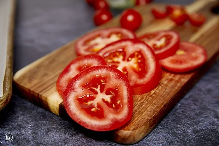 Delicious oven-roasted tomatoes served on a plate