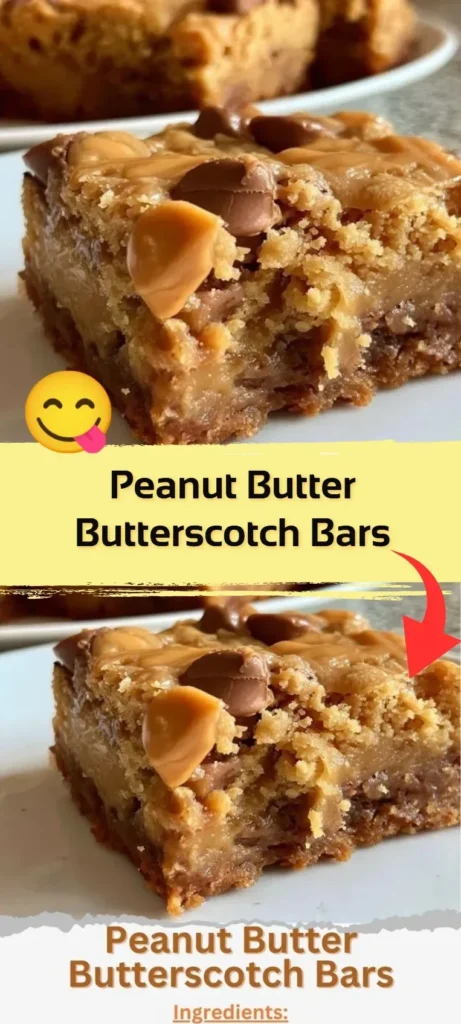 Delicious Peanut Butter Butterscotch Bars topped with butterscotch chips