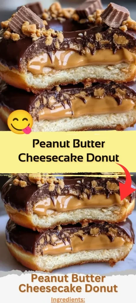 Delicious Peanut Butter Cheesecake Donut topped with creamy frosting