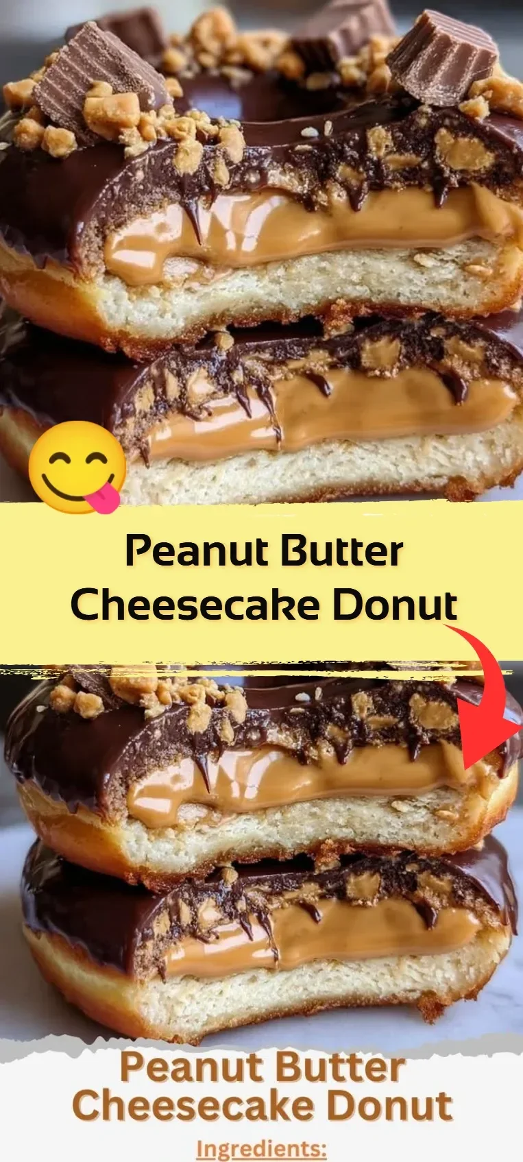 Delicious Peanut Butter Cheesecake Donut topped with creamy frosting