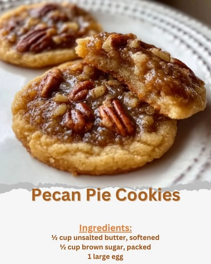 Delicious pecan pie cookies with a rich, nutty filling and golden crust.