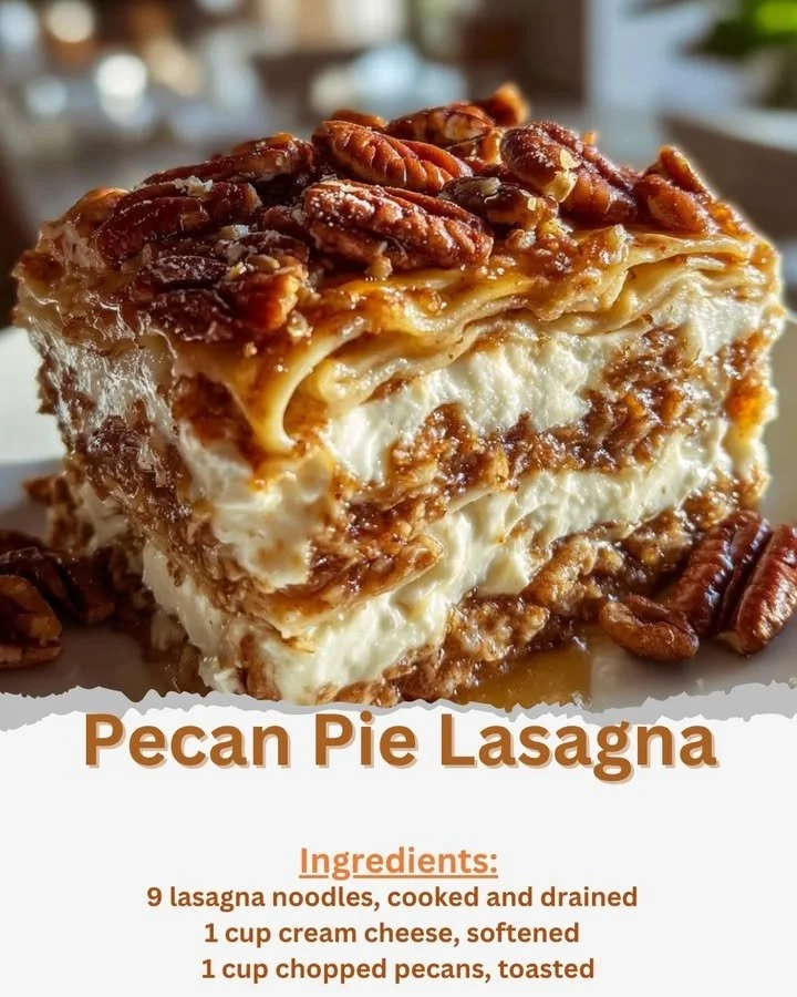 Delicious Pecan Pie Lasagna showcasing layers of pecan flavors and creamy filling