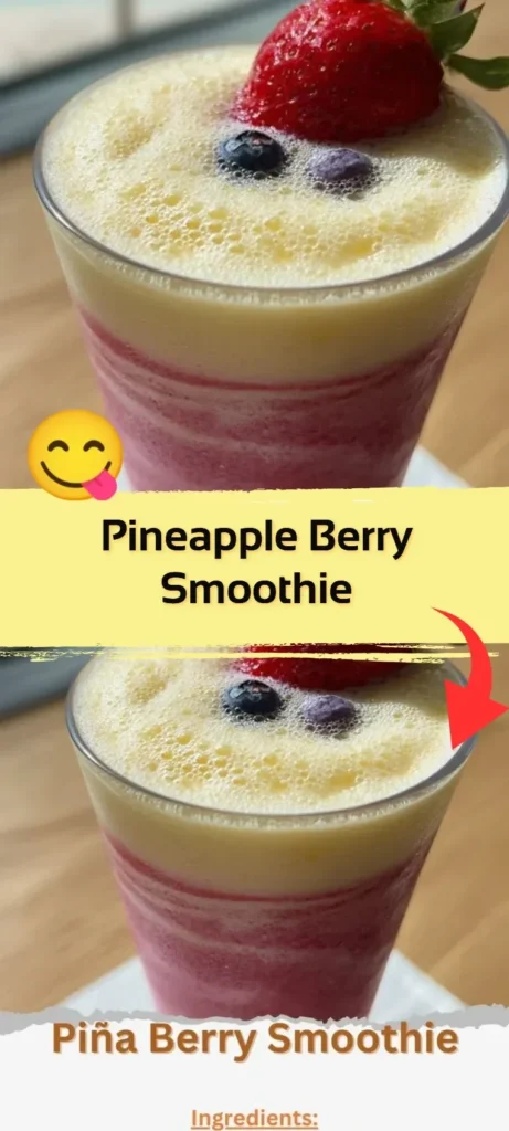 Delicious Pineapple Berry Smoothie with fresh fruits in a glass
