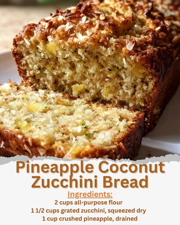 Pineapple Coconut Zucchini Bread fresh out of the oven