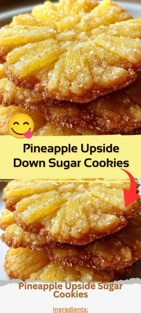 Pineapple Upside Down Cookies on a plate garnished with cherries