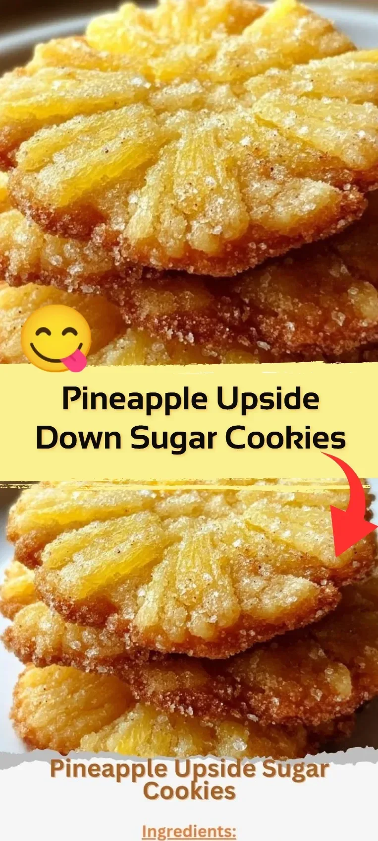 Pineapple Upside Down Cookies on a plate garnished with cherries