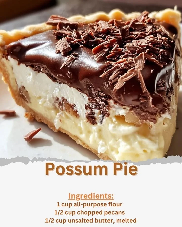 Delicious slice of possum pie served with cream