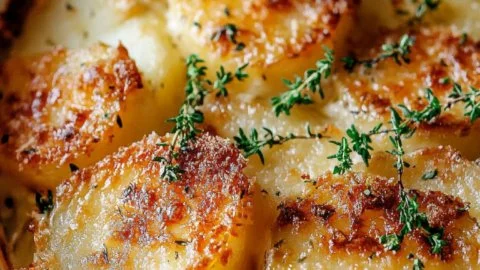 Delicious homemade Potato Gratin with layers of creamy potatoes and cheese.