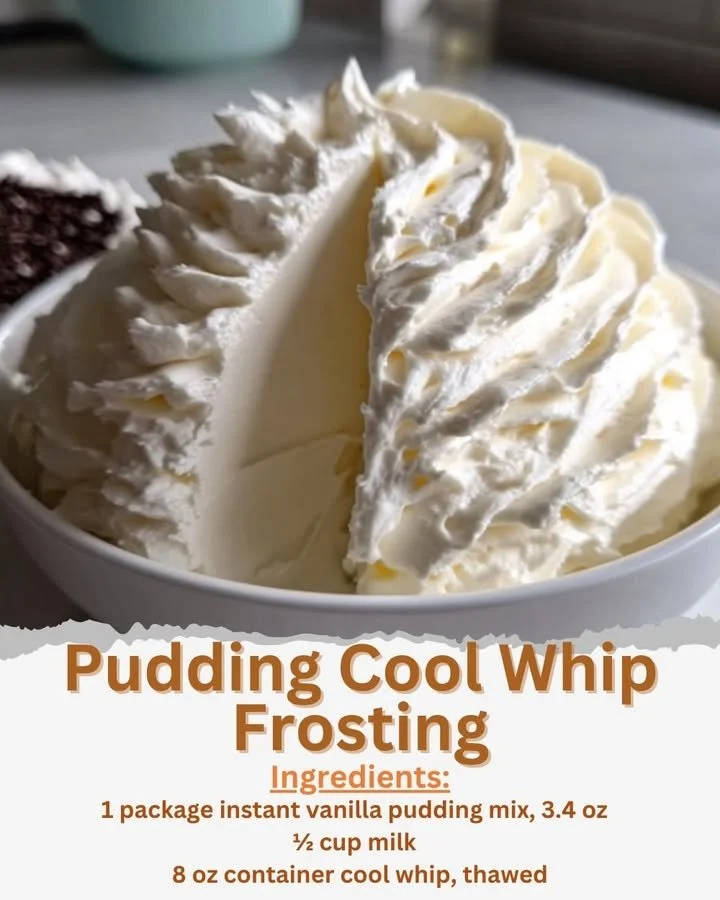 Delicious pudding frosting made with Cool Whip