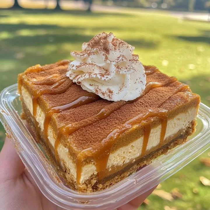 Delicious Pumpkin Churro Cheesecake Bars with a creamy filling and churro crust
