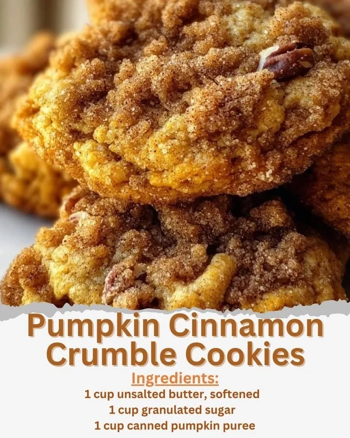 Delicious pumpkin cookies with a cinnamon crumble topping on a rustic background