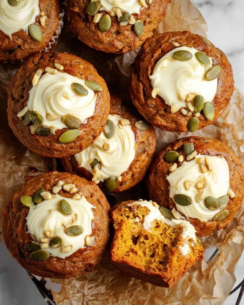 Delicious Pumpkin Cream Cheese Muffins with a creamy filling and autumn spices