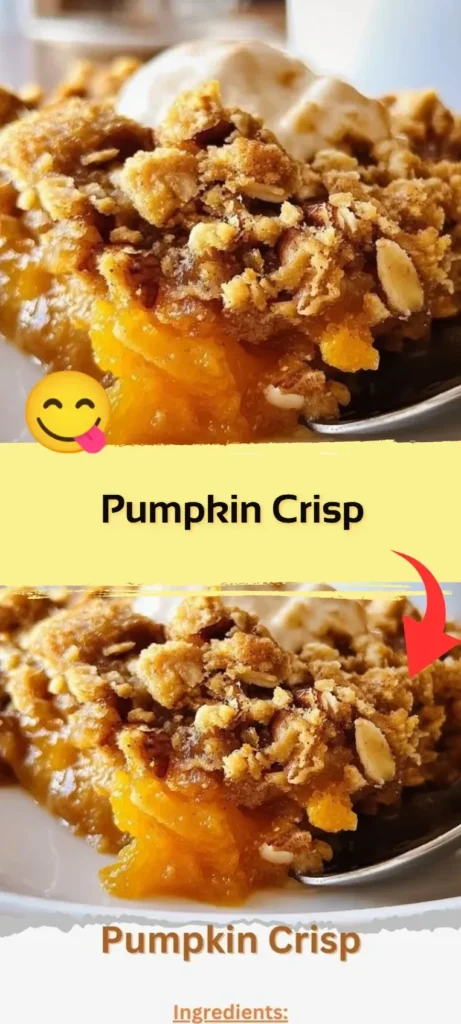 Delicious Pumpkin Crisp dessert served in a bowl with a spoon