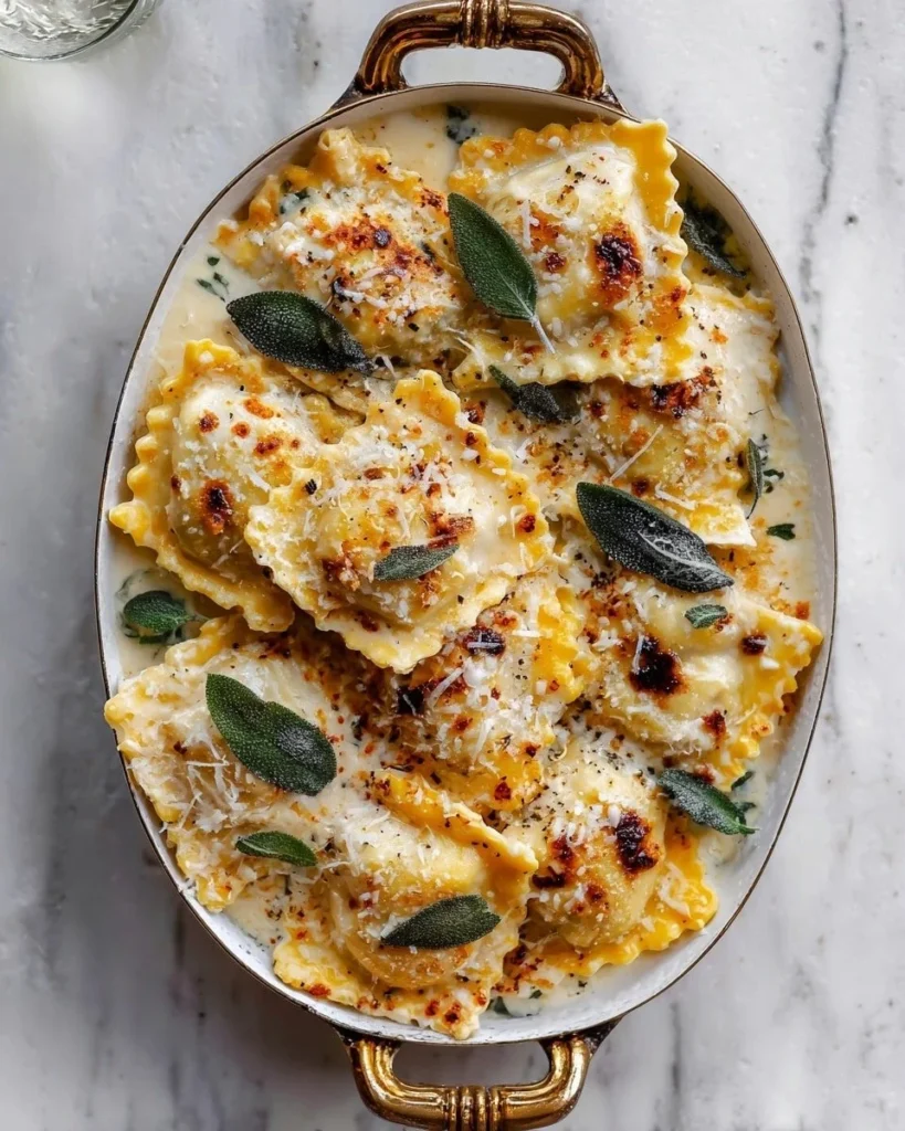 Pumpkin Lasagna Roll Ups with creamy filling and cheese on a baking dish
