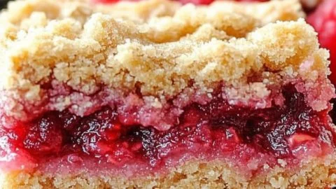 Homemade Raspberry Crumb Bars with crumbly topping and fresh raspberries.