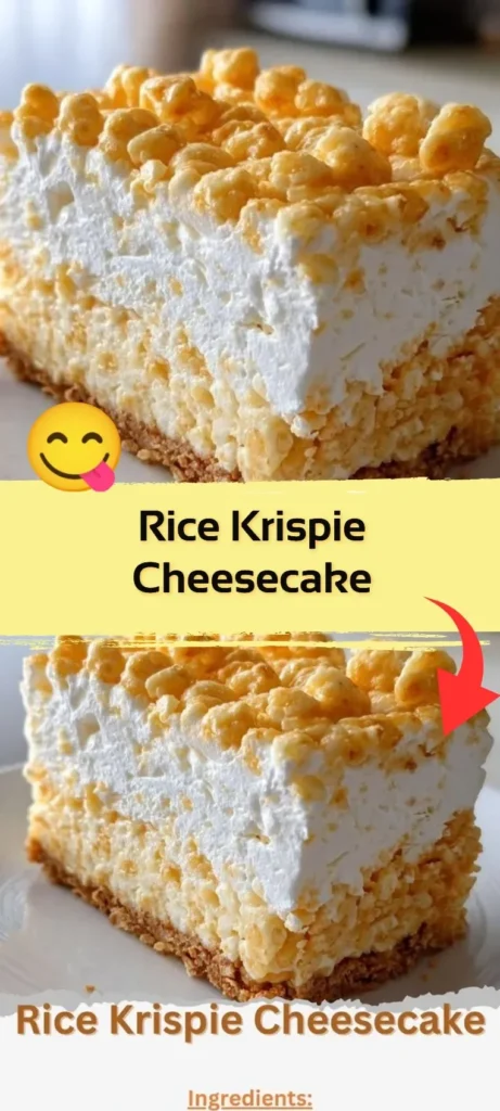 Delicious Rice Krispie Cheesecake topped with chocolate and marshmallows.