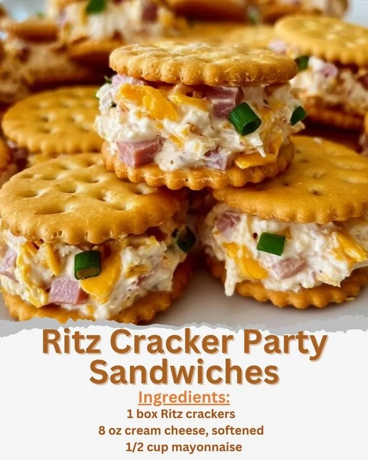 A platter of delicious Ritz cracker party sandwiches featuring various fillings.