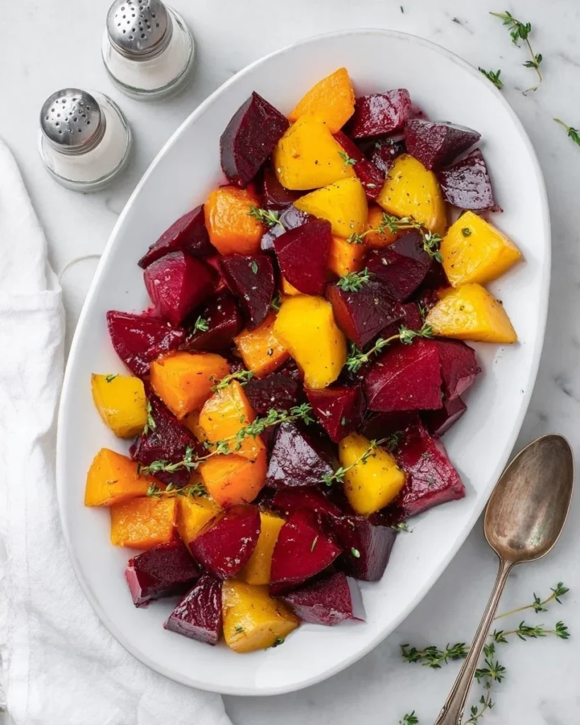 Delicious roasted beets arranged on a plate for a nutritious meal.