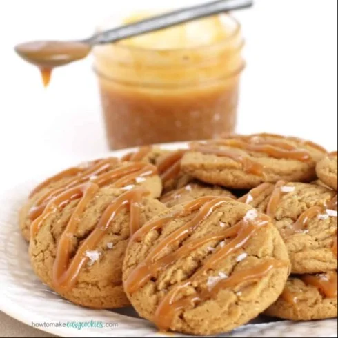 Delicious homemade salted caramel cookies with a sprinkle of sea salt