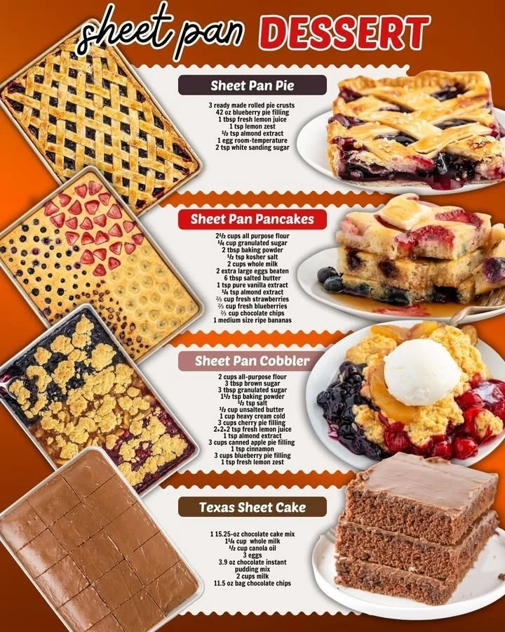 A variety of colorful and delicious sheet pan desserts ready to serve.