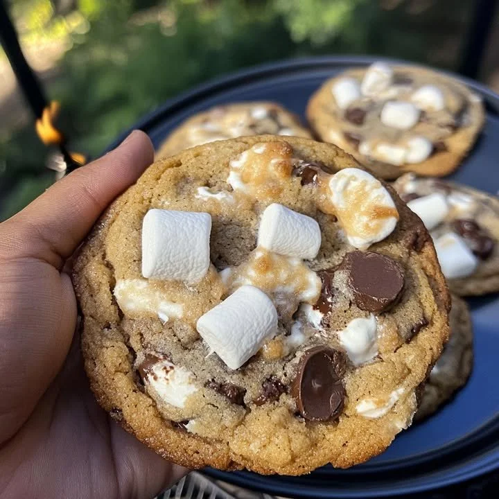 Delicious homemade S’mores Cookies and Cream Cookies stacked on a plate.