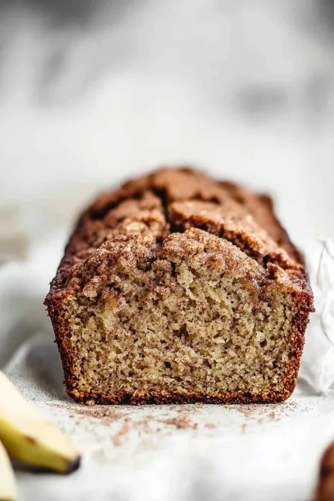 Delicious homemade snickerdoodle banana bread with cinnamon topping