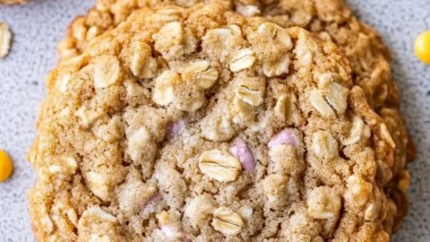 Delicious soft oatmeal cookies on a plate, perfect for dessert lovers.