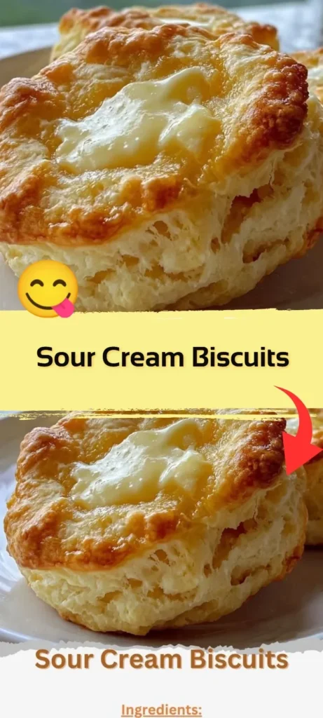 Fluffy sour cream biscuits served warm with butter.