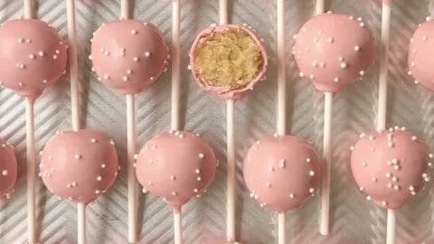 Delicious Starbucks-style birthday cake pops ready for celebration