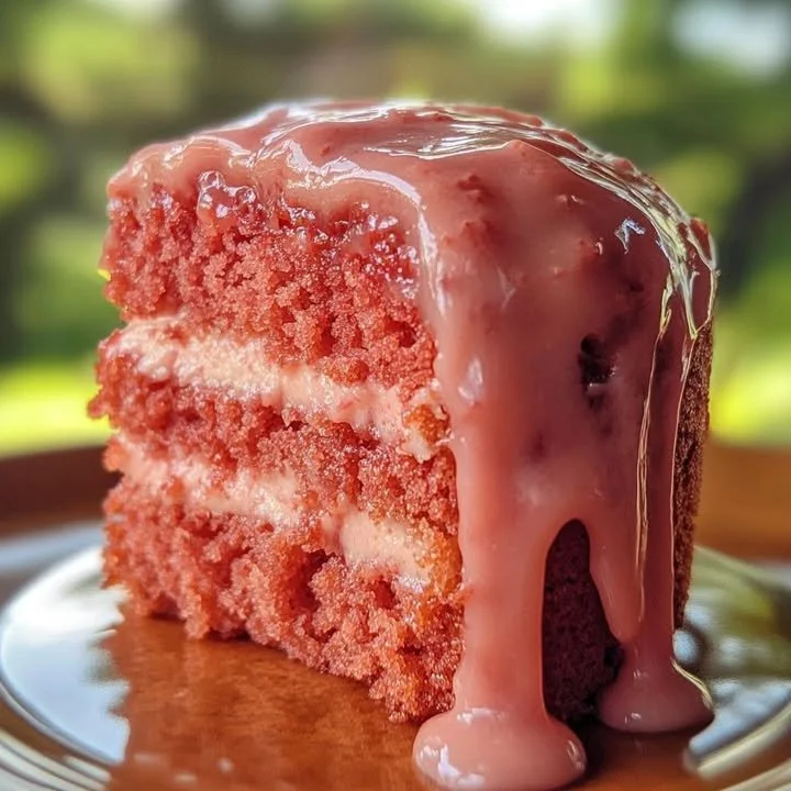 Delicious Strawberry Honeybun Cake with fresh strawberries and honey glaze