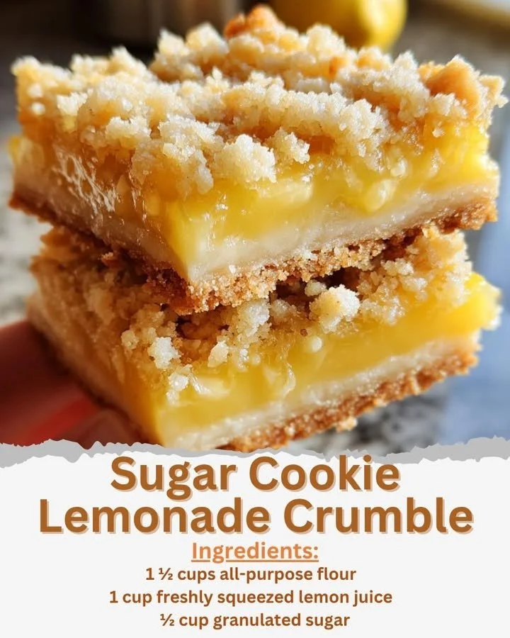 Delicious sugar cookie lemonade crumble dessert with vibrant lemon garnish