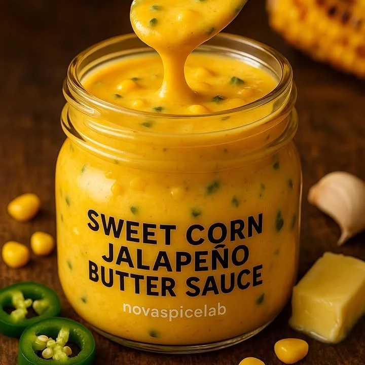 Delicious sweet corn jalapeño butter sauce served in a bowl