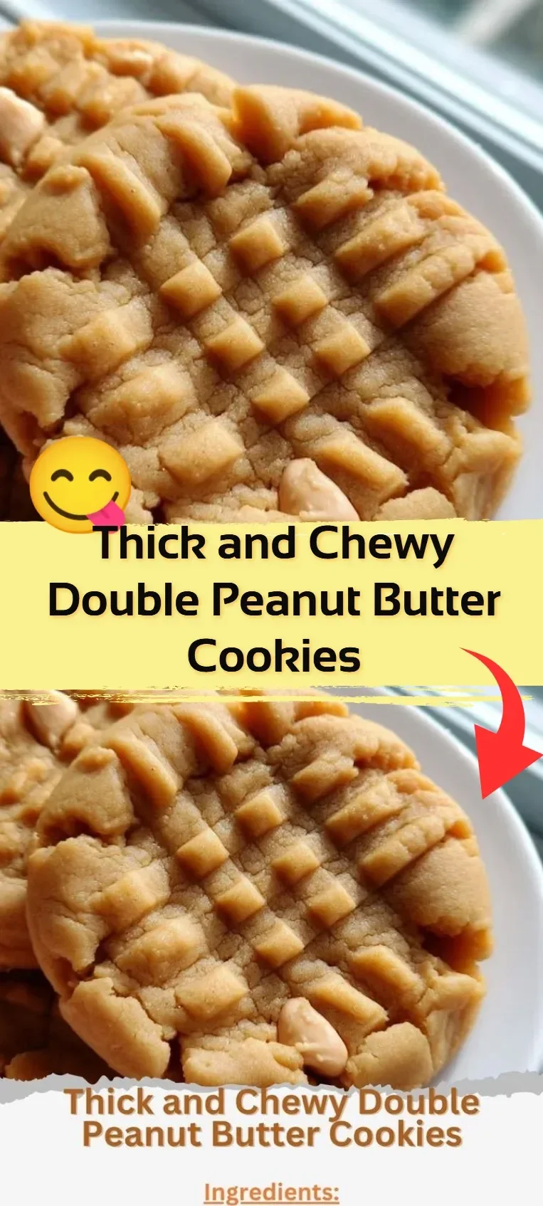 Thick and chewy double peanut butter cookies decorated with chocolate chips.