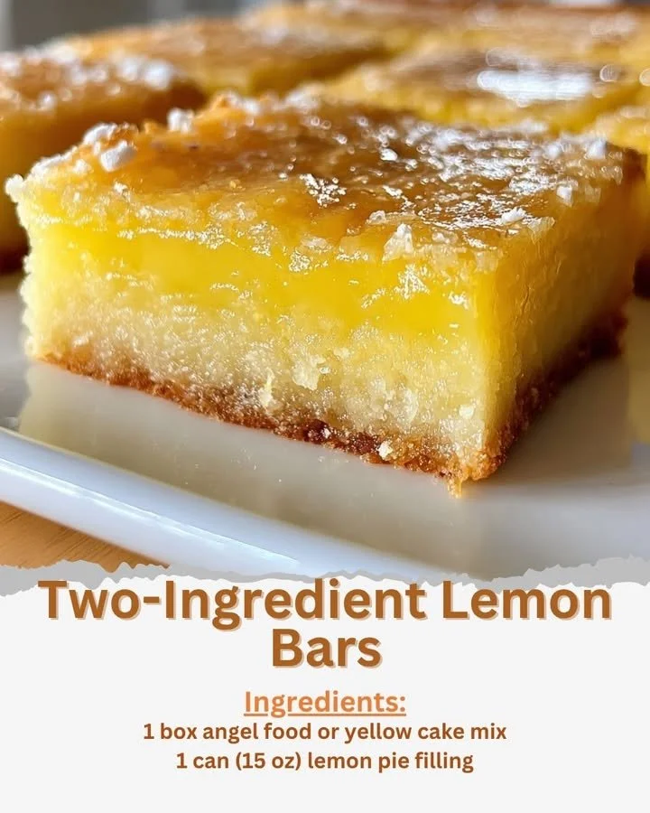 Two-Ingredient Lemon Bars with a bright lemon flavor and a crisp texture.