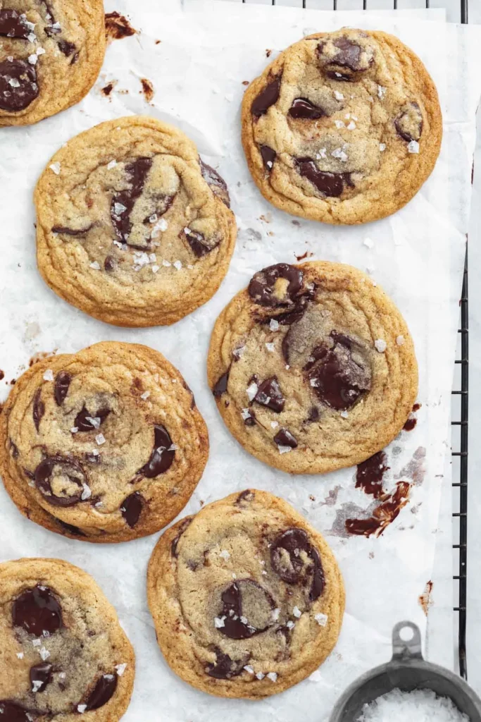 Deliciously baked ultimate chocolate chip cookies on a plate