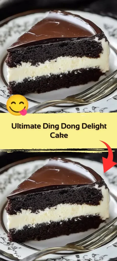 Ultimate Ding Dong Delight Cake with chocolate layers and creamy filling