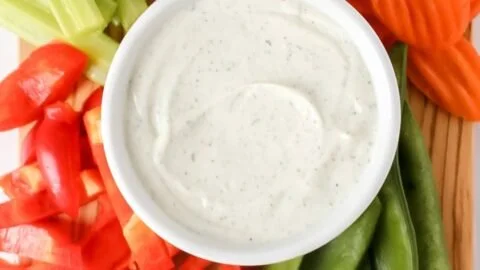 Delicious 2-ingredient cottage cheese ranch dip served in a bowl