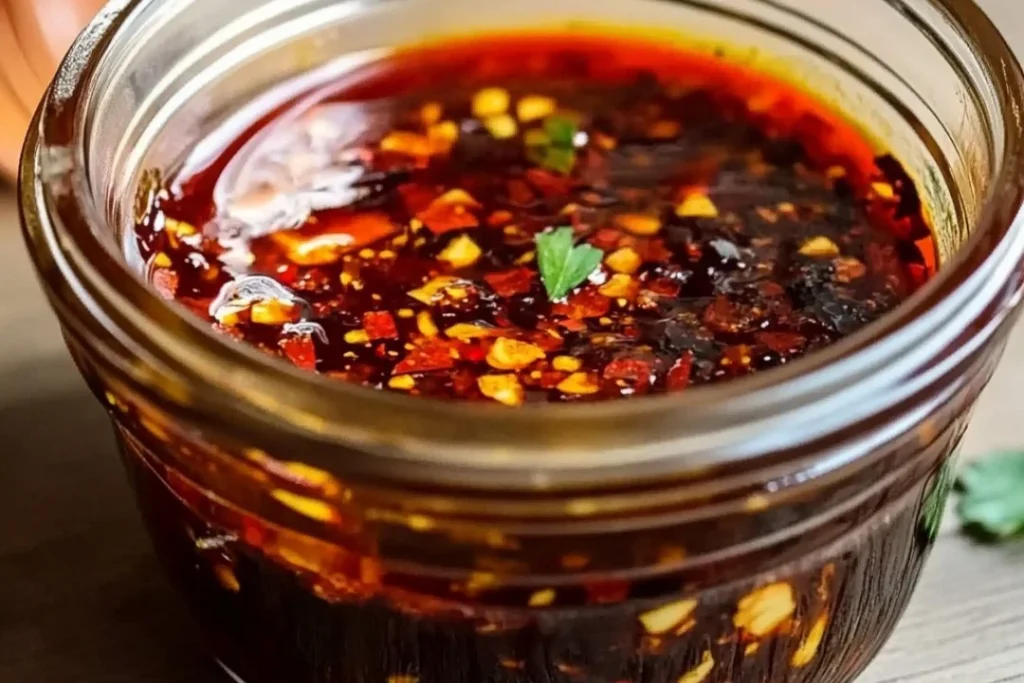 Homemade garlic chili oil ingredients and preparation process