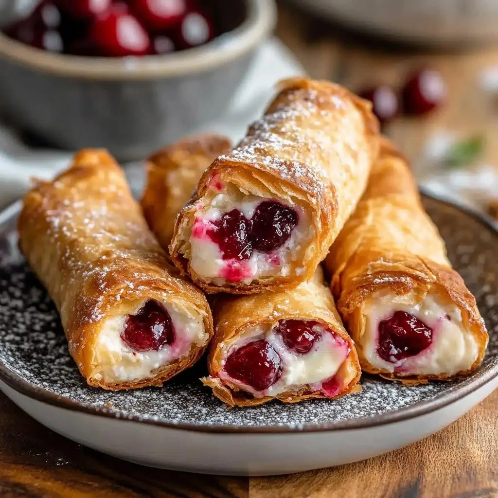 Air Fryer Cherry Cheesecake Egg Rolls: a crispy and delicious dessert