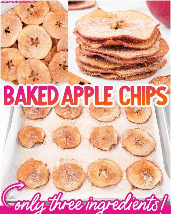 Homemade apple chips ready to be enjoyed as a healthy snack.