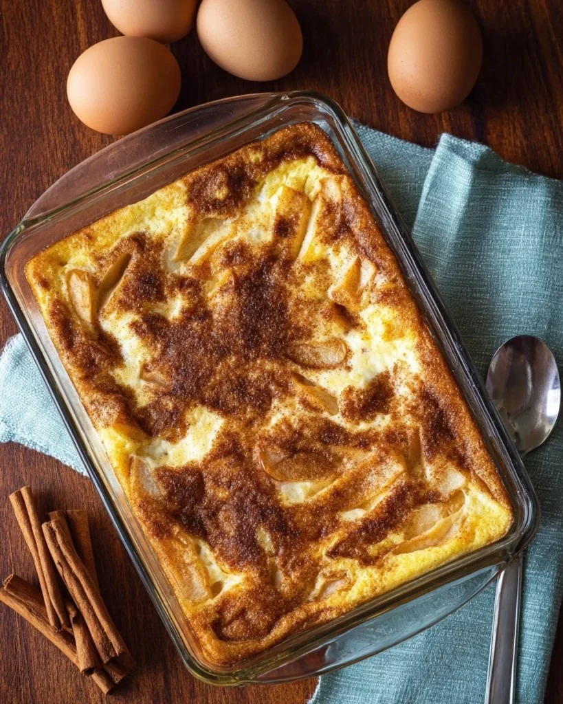 Delicious Apple Cinnamon Cottage Cheese Bake served in a bowl.