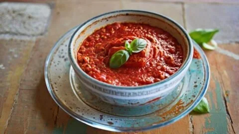 Aurelio's homemade pizza sauce recipe ingredients in a bowl