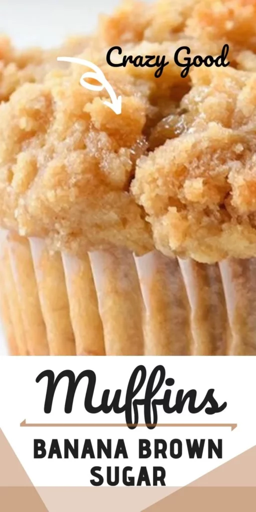 Delicious banana brown sugar crumb muffins on a rustic wooden table.