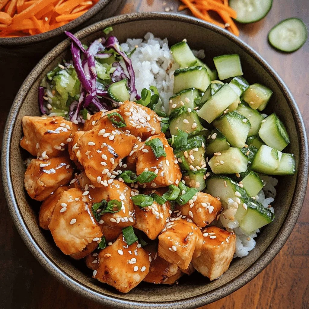 Delicious Bang Bang Chicken Bowl with crispy chicken, spicy sauce, and fresh veggies.