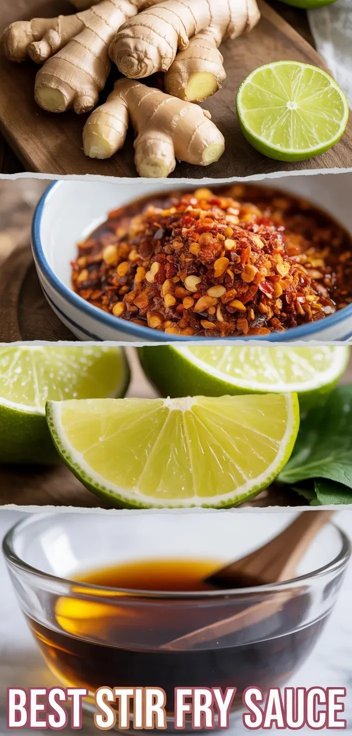 Delicious homemade stir fry sauce in a bowl with fresh ingredients.