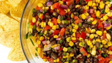 Colorful black bean and corn salad featuring fresh ingredients and vibrant flavors.