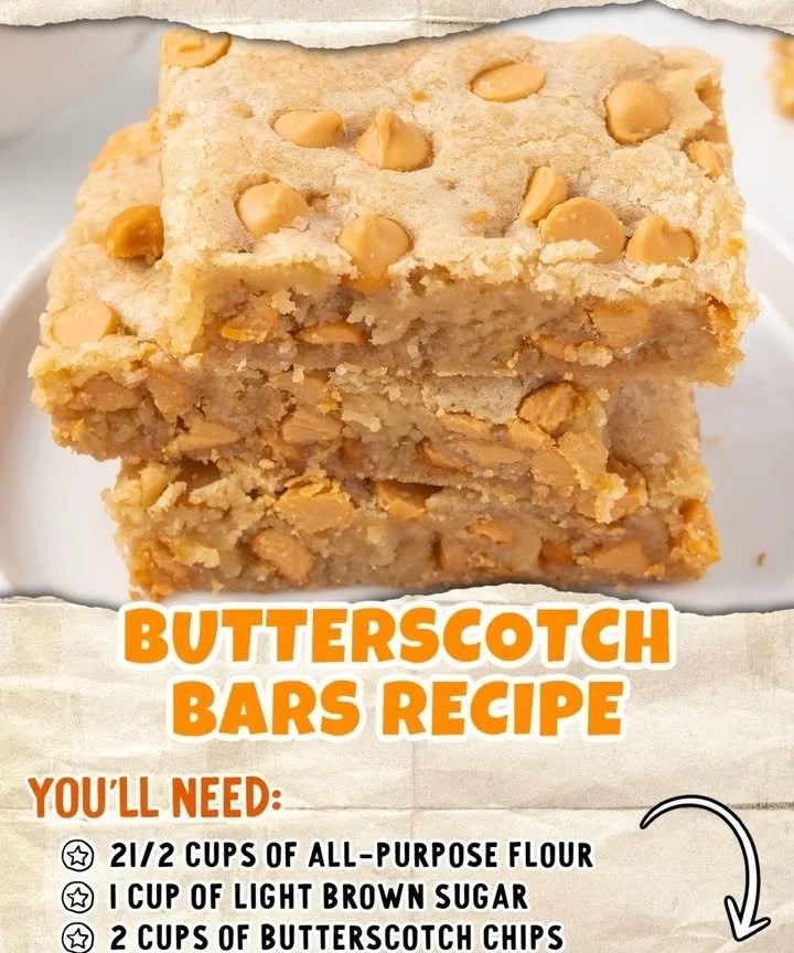 Delicious homemade butterscotch bars with a golden caramel drizzle