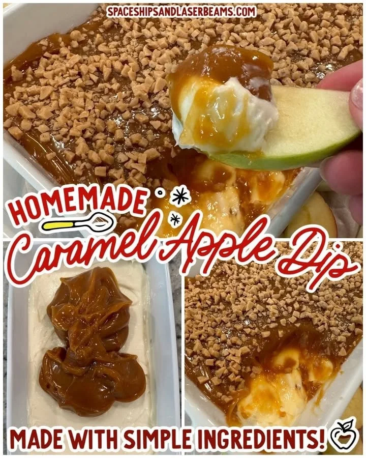 Delicious caramel apple dip served with fresh apple slices